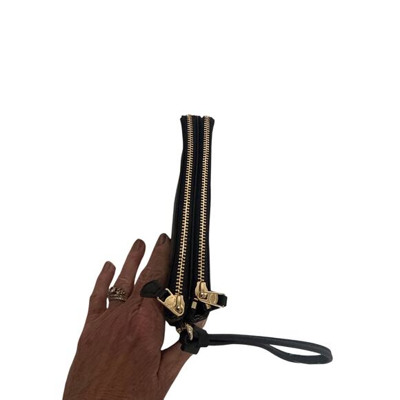 Coach NWOT Double Corner Zip Wristlet Brown/Black Signature Coated Canvas - Picture 6 of 11